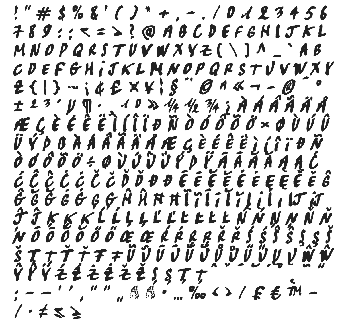 pascal font - complete character list