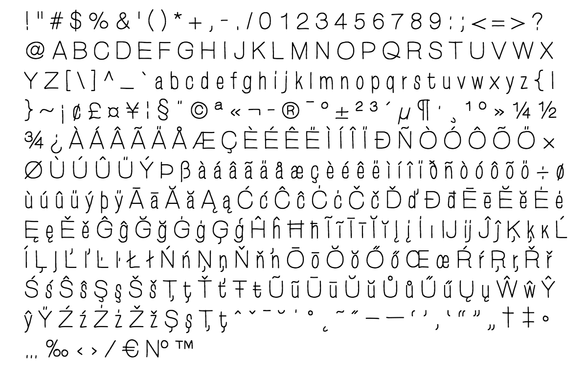 eightzeta font - complete character list